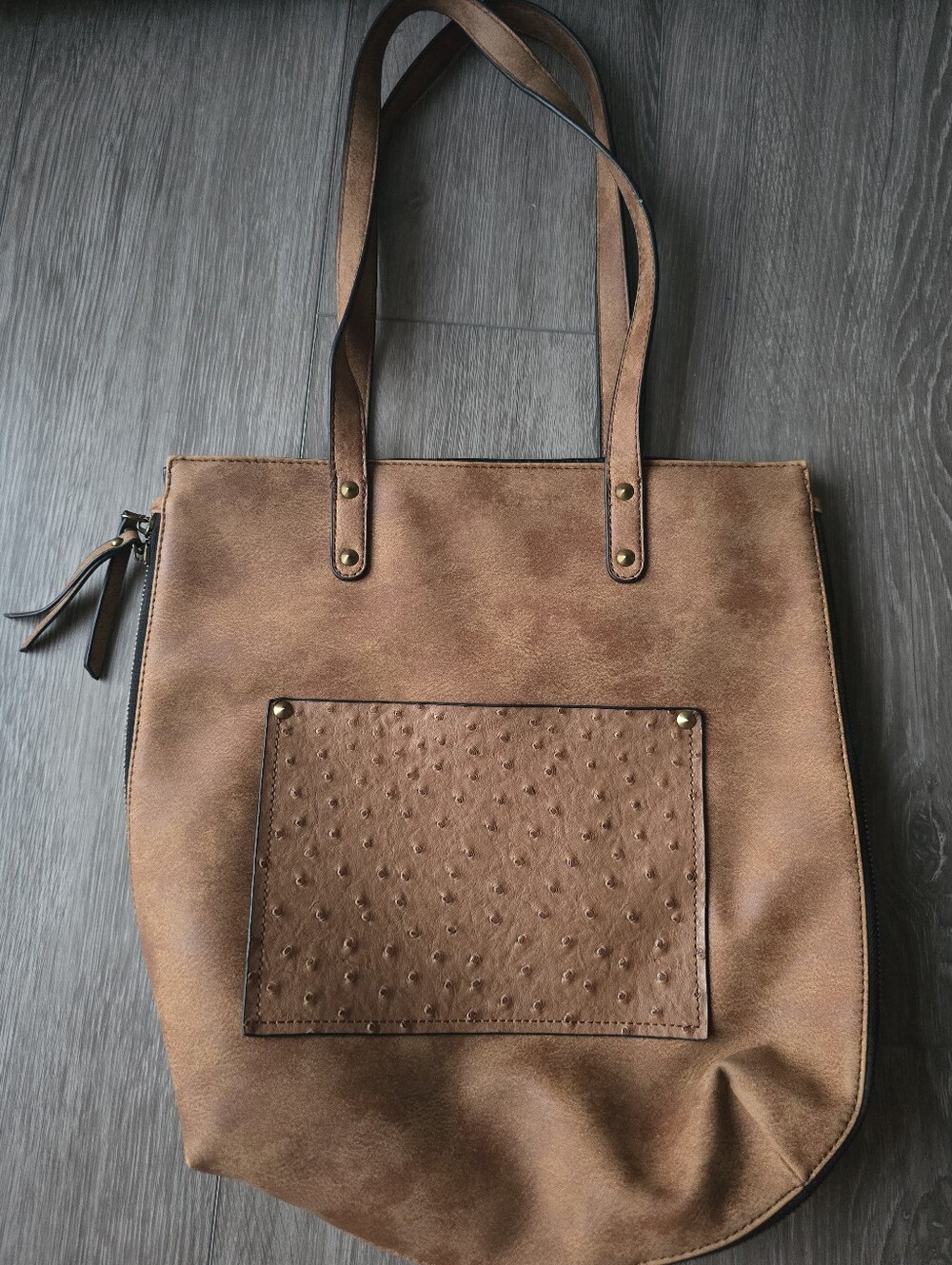 Liz Soto Reversible 2 in 1 Tote Black Cognac Brown Vegan Leather Shoulder Bag Bo